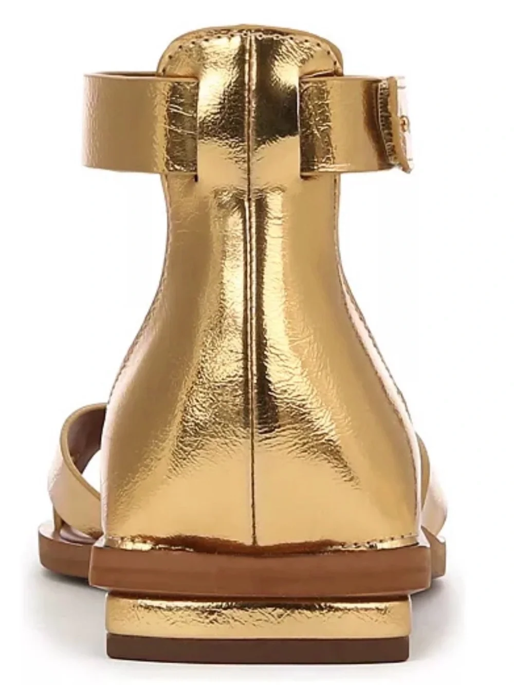 Franco Sarto Women's Elisa Open Square Toe Ankle Strap Flat Sandals Gold NEW 6M